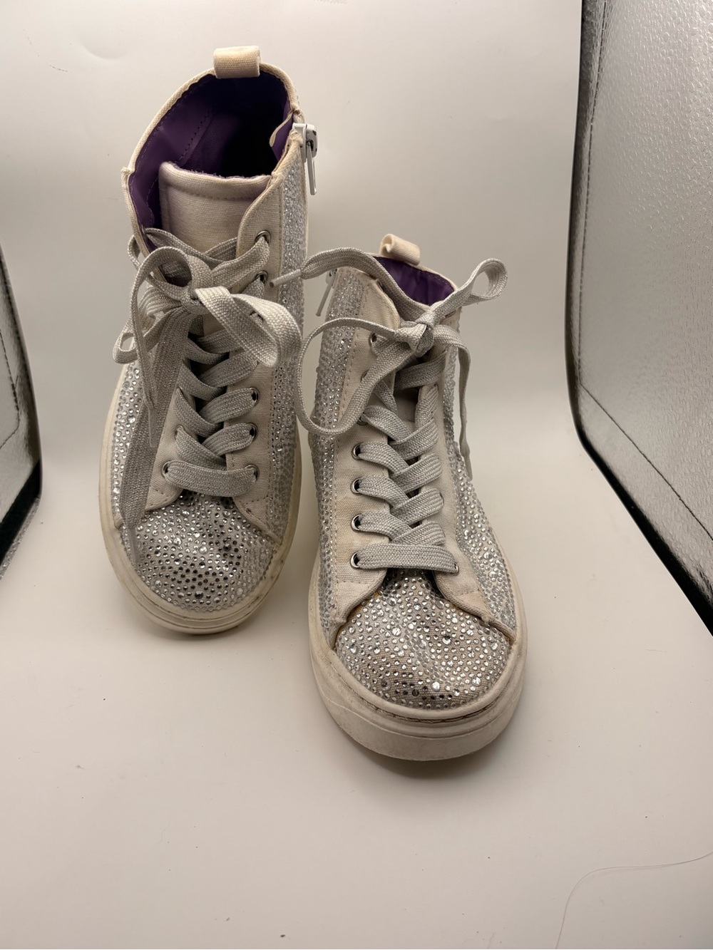 Steve Madden Silver Crystal High-Top Sneakers